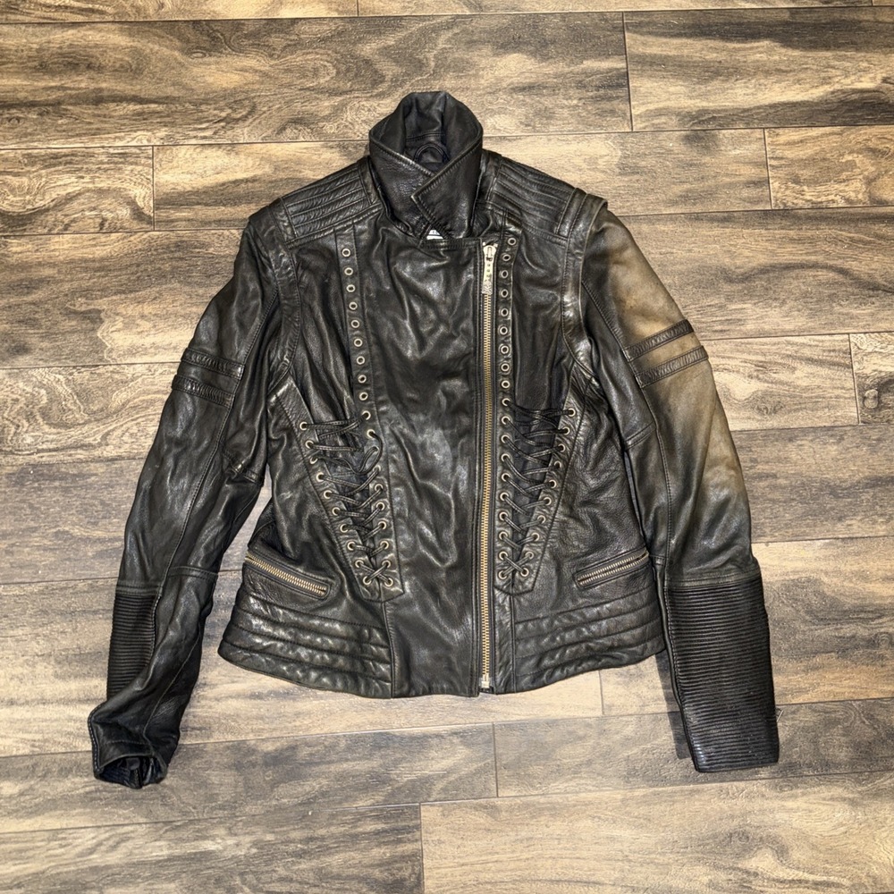 Vintage Affliction Black Premium Leather Limited Edition #222 Jacket Women's L